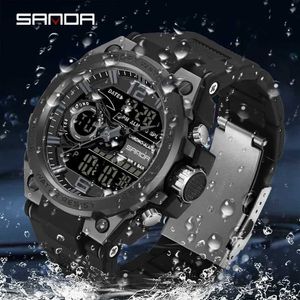 Wristwatches SANDA 9010 Sports Mens Top Luxury Military Quartz Waterproof S Impact Clock Relaxio Q240426