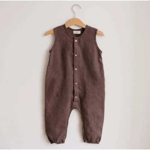 Rompers Summer newborn baby jumpsuit pure cotton childrens playsuit button sleeveless baby clothingL24F