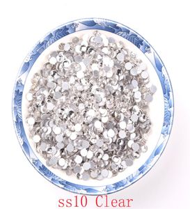 Nowoczesne czyste 1440 sztuk SS10 Non Fixthestones Szklane Kamienie Kryształowe płaskie tylne krinestony żelazne do paznokci bezpieczne opakowanie 9850563