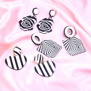 Stud Earrings Eco-friendly Acetate Black White Geometric 3D Women's Drop Charm Statement Jewelry Brincos Wedding