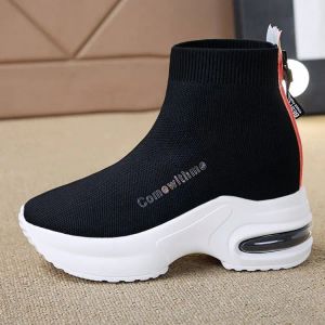 Stövlar Kvinnors plattform Sneakers Breattable Casual Women Basketball Shoes 2023 Fashion Zipper Tennis Shoes Autumn High Top Sneakers