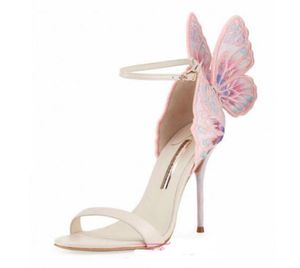 2019 Ladies Leather 9cm High Heel Solid Butterfly Olments Sophia Webster Open Toe Sandals Assorider Pink Lady Shoe1983414