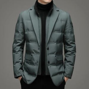 Jackor Toppkvalitet Man Down Jacket 2023 Ny ankomst Men Business Casual Classic Suit Collar 90% Gery Duck Down Coat Keep Warm Parkas