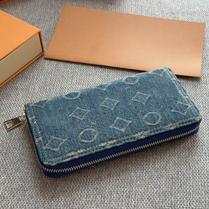 19cm kvinnor denim blixtlås designer plånbok vintage lyxkortshållare broderi bokstäver fåfänga fall handväska guld hårdvara trend mynt handväska nyckelpåse koppling borsa