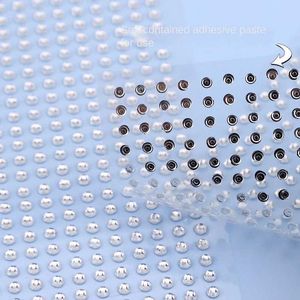 T5H2 Tattoo Transfer Mix 2mm/3/mm4mm Hair Pearls Stick on Self Adhesive Pearls Stickers Face Pearls Stickers for Hair Face Makeup Nail DIY Crafts 240427