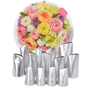 Moulds 1pc Rose Petal Pastry Nozzles Stainless Steel Confectionery Cream Decorating Icing Piping Tip Fondant Cake Cupcake Baking Tool