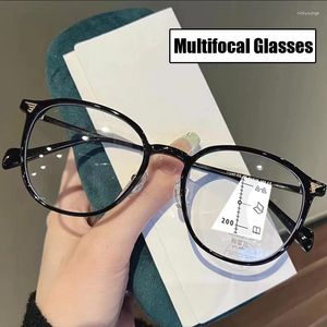 Sunglasses Luxury Round Frame Multifocal Reading Glasses For Men Women Blue Light Blocking Presbyopia Retro Far Sight Eyeglasses