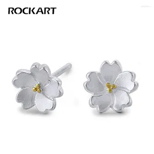 Gestüt Ohrringe Rockart Echtes 925 Sterling Silber Kirschblüten Romantischer japanischer Designer Frühling Blumenklassiker süß