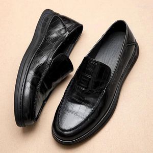 Casual Shoes Herren Sommer Echtes Leather Geschäft Formal Britisch Stil Schwarze Single -Moccasins Arbeitsplatzlaien
