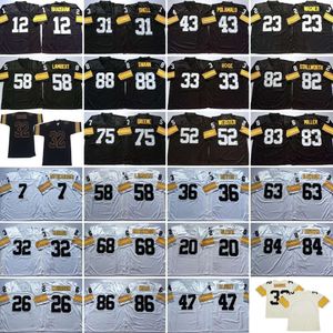 75th Throwback 43 Troy Polamalu Football Jerseys 52 Mike Webster 58 Jack Lambert 59 Jack Ham Steelers 63 Dermonti Dawson 83 Heath Miller 95 Greg Lloyd 88 Lynn Swann