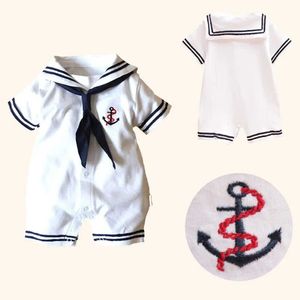 Rompers Nowonarodzone ubrania dziecięce kombinezon letnia kotwica marynarz kombinezonu jednoczęściowy dziecięcy odzież Sunsetl24f
