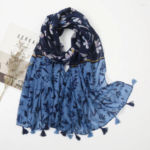 Lenços da primavera e verão Blue Blue Flor Fringd Shawl Shawl Moda feminina feminina