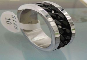 Rings Titanium Steel Jewelry Inlaid Chain Stainless Ring Room Electric Furnace Black Men039s Wide Two in One7869524