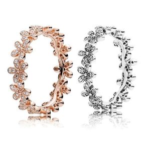 Autêntico 925 Sterling Silver Ring Designer Jewelry for Luxury Rose Gold Daisy Flower Ring Women Girls Gift com caixa set7543085