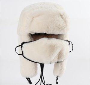 Boinas de alta qualidade Ushanka 2022 Thermo Winter Faux Fur Hat Women Bomber Hats Bomber Pink Ski Earflaps Máscara soviética Russa Snow Cap7461413