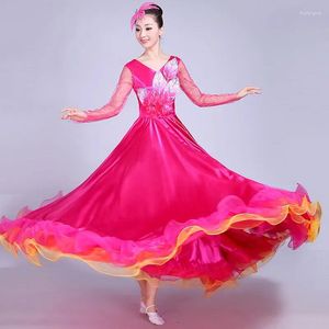 Bühnenbekleidung 360 Grad Espanol Spanisch Vestido Flamenco Kleid für Frauen Performance Party Falda Red Long Rock Tanzkleider