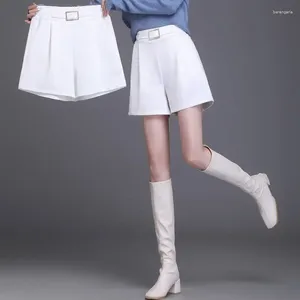 Women's Shorts Female Chic High Waist Short Pant Womens Fashion Pleated Wide Leg Summer Casual Loose Ladies Button Q258