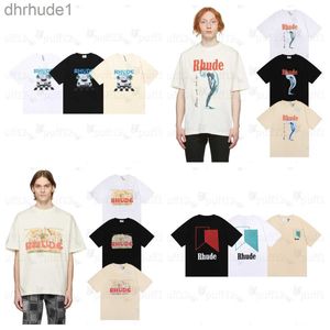 Designer Mens T Shirt Rhude T Shirt Fashion Clothing Tees Hip Hop Tshirts Rhude Summer New Mens American Oversize Coconut Racing Letter Print Round Neck T-shirt SZH7