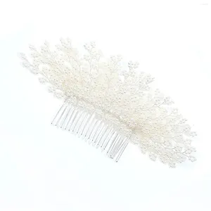 Hair Clips Jewelry Pente para mulheres toucas de beleza de pérolas completas com folhas de vestido de dentes lisos Ferramentas de fabricação