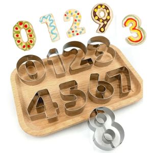 Mögel 9 st 08 Number Shape Cookie Biscuit Cutter mögel rostfritt stål bakform j2y