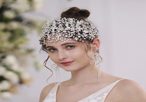 Düğün Gelin Alın Baş Bandı Kristal Rhinestone Saç Bandı Saç Aksesuarları Taç Tiara Çiçek Çiçek Başlık Mücevher Prenses4609202