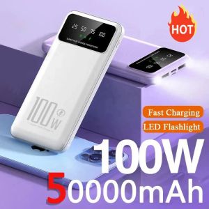 Bank 2024 Hot 100W Power Bank 50000MAH Super Fast Fasting Portable External Power емкость для iPhone15 Huawei Xiaomi Android New