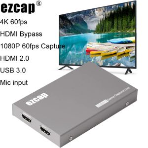 Jogadores 4k 60fps hdr hdmi loop de captura de vídeo placa USB 3.0 Placa de streaming ao vivo da placa de gravação 1080p Caixa de gravação na entrada de áudio de 3,5 mm de gamepad