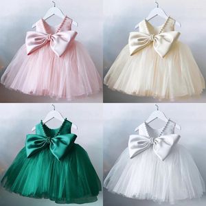 Mädchenkleider Kleinkind Kids Big Bow Prinzessin V-Rücken-Kind 1. Geburtstag Taufe Party Tutu Kleid süße Mädchen Kleidung Sommer Kleidung