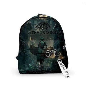 Backpack Cartoon Novelty Steelrising Backpacks Boys/Girls Pupil School Bags 3D Print Keychains Oxford Waterproof Cute Small