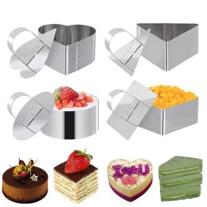 Formar 1st Diy Tart Rings 8*4cm Dessert Cake Mold Slicer Cutter Rostfritt stål Cirkulär med Pusher Kitchecn -bakverk Bakningsverktyg