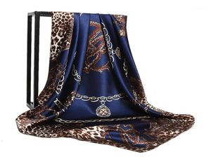 Winter designer large square scarf for women Leopard print silk foulard female neck scarves shawls and wraps poncho15537015
