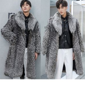 Mens Fur Faux Autumn Winter Men Fur Coat Long STOR STORGE JACKA VARM CASIAL WINDBRAKER 2201006277Z