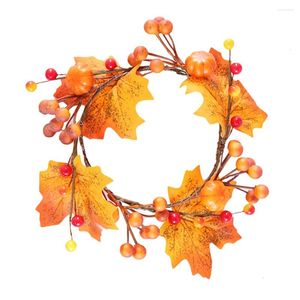 Decorative Flowers Wreath Ring Maple Pumpkin Halloween Decorations Outdoor Artificial Adornment