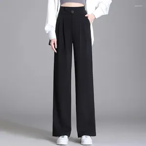 Pantaloni da donna in alto in giro in chiffon gamba larghe gambe primavera estate piccola seta ghiacciata che trascina dritta