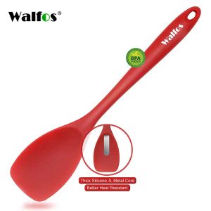 Utensils WALFOS Food Grade Silicone Cooking Spoon Essential HeatResistant Flexible Nonstick Silicone Baking Mixing Spoon Spatula