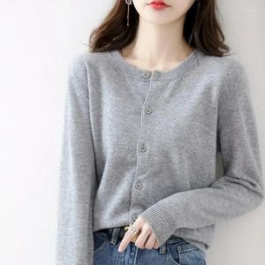 Maglie da donna inverno inverno a maglia top per donne rotonde o collo grigio signore maglioni cardigan in stile coreano magnione freddo moderno caldo in