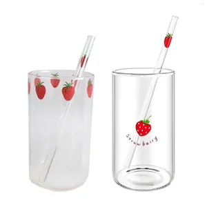 Bicchieri da vino tazza di vetro alla fragola 13,5 once di succo di bicchiere tazze di latte chiare per drink d'acqua da tè regali