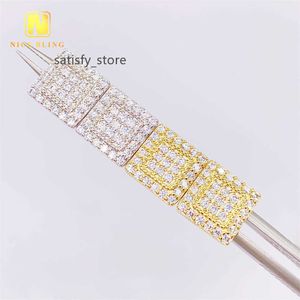 New Square Hip Hop Rock aus China Fine Schmuck Großhandel Hersteller Ohrstolzen VVS Moissaniter Stud Ohrring für Frauen Männer