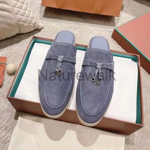 Babouche Mule Laiders Charms Walk Suede Women Slippers Flats Shoes Shoes Summer-Slip-ons Deep Ocra Moccasin Comfort Styl 253