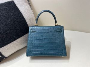Anpassa den riktiga krokodilläderväskan handgjorda med högsta kvalitet spegelkvalitet design kvinnors väska original läder fransk vaxtråd
