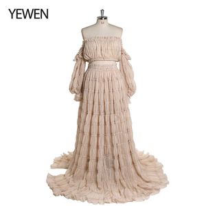 Греховые платья Элегантное шифоновое 2-пектное платье для беременных для фотошота богемного детский душ Yewen YW220821 Q240427