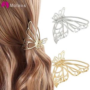 Klipsy do włosów Barrettes Molans Solid Metal Butterfly Klips Women Women Pazur Busket Akcesoria na nakrycia głowy