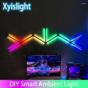 Wall Lamp Splicing Light DIY Atmosphere RGB Smart Voice Control For Esports Room Bedroom Bar Decoration Night