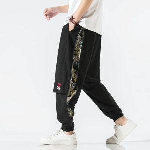 Hosen Männer Baumwollwäsche Hosen 2022 Neues Herbst -Vintage -Muster Harem Hosen Männliche Stickereien Streetwear -Hosen