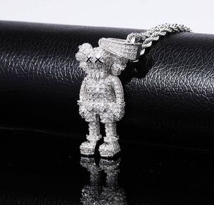 Iced Out Cartoon Puppets Pendant Necklace Cubic Zirconia Necklace Fashion Hip Hop Jewelry Mens Gift Y2008105541998
