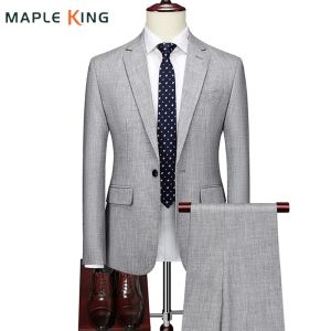 Kurtki najlepsze garnitury ślubne dla mężczyzn Port Press Design Najnowsza luksusowa marka Costard Homme Mariage Business Social Blazer Jacket Set 2 sztuki