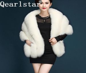 Qearlstar Winter Women Faux Fox Fur Owilowanie Pashmina Super Luksusowa Oblubienia Szal Wśród Party Wedding Fur Stole 16540CM YT14 Y28407614