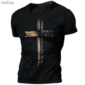Men's T-Shirts Templar Knight 3D Printing Jesus Christ Cross Mens Retro Street Extra Large Casual Loose Round Neck Short Sleeve T-shirt TopXW