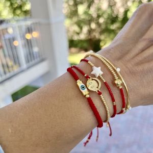 Strands Kkbead Evil Eye Bracelet Lucky Red String Bracelets for Women Happy Smile Face Star Pulseras Acessórios Miyuki Jóias