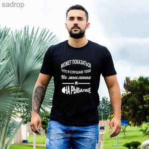 Erkek Tişörtler Erkek Tişört Rus yazısı eğlenceli T-Shirt Grafik T-Shirt Balıkçılık Çift T-Shirt Street Giyim T-Shirt Topxw